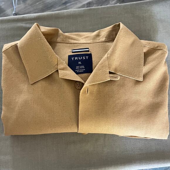Trust Men's Linen Blend Short Sleeve Shirt XL w/Cuban Collar - Picture 3 of 3